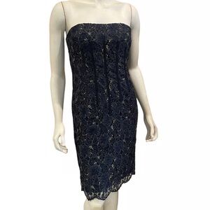 Aidan Mattox Women's Black Floral Lace Mini Corset Dress Size 2 Strapless